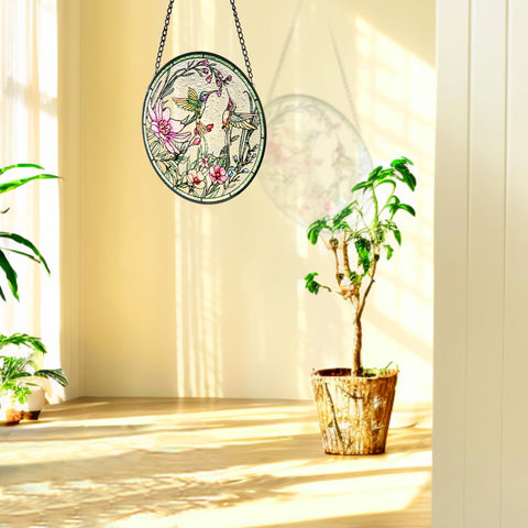 REMIAWY hummingbird suncatcher with chain showcases glass texture and graceful silhouette