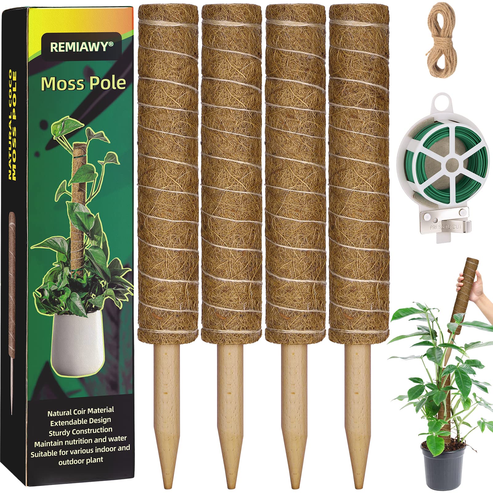 REMIAWY moss pole 56 inch supports Monstera for vertical growth