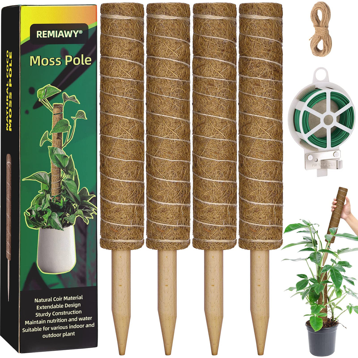 REMIAWY moss pole 56 inch supports Monstera for vertical growth