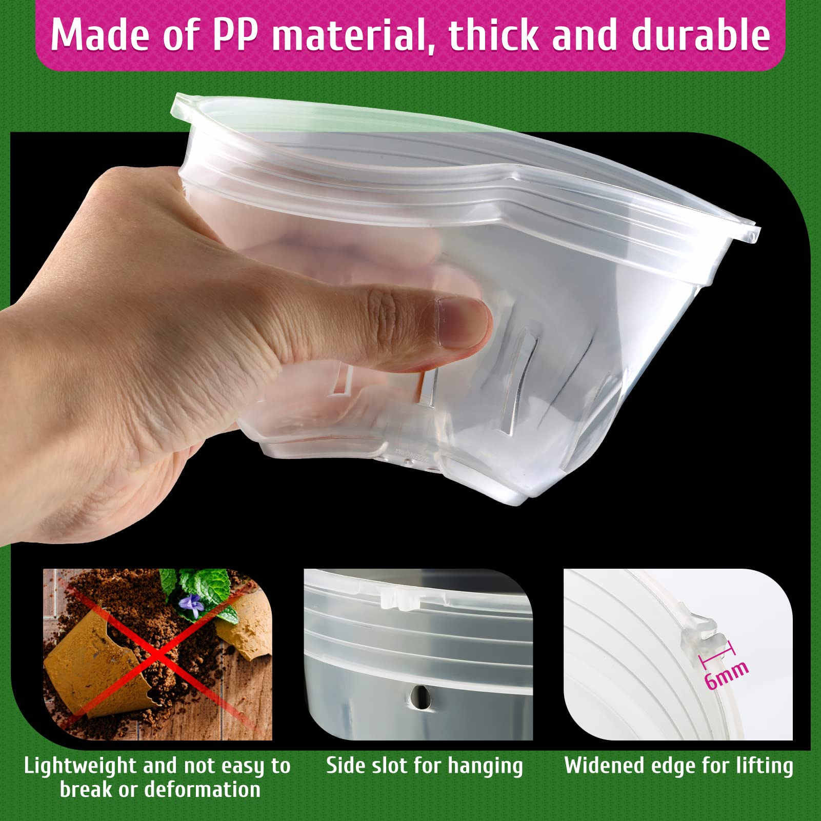 REMIAWY Orchid Pot 5.7-inch diameter promotes airflow and drainage.