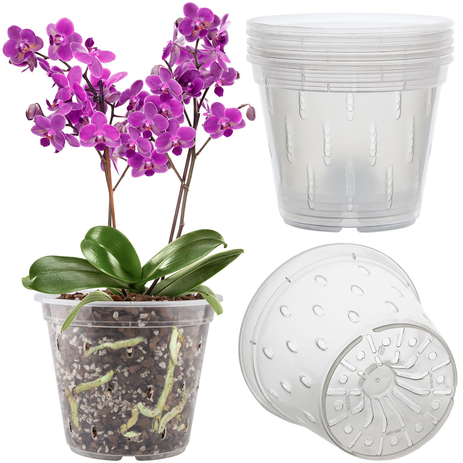 REMIAWY orchid pot 6-pack, 5.5-inch diameter, durable and lightweight for indoors
