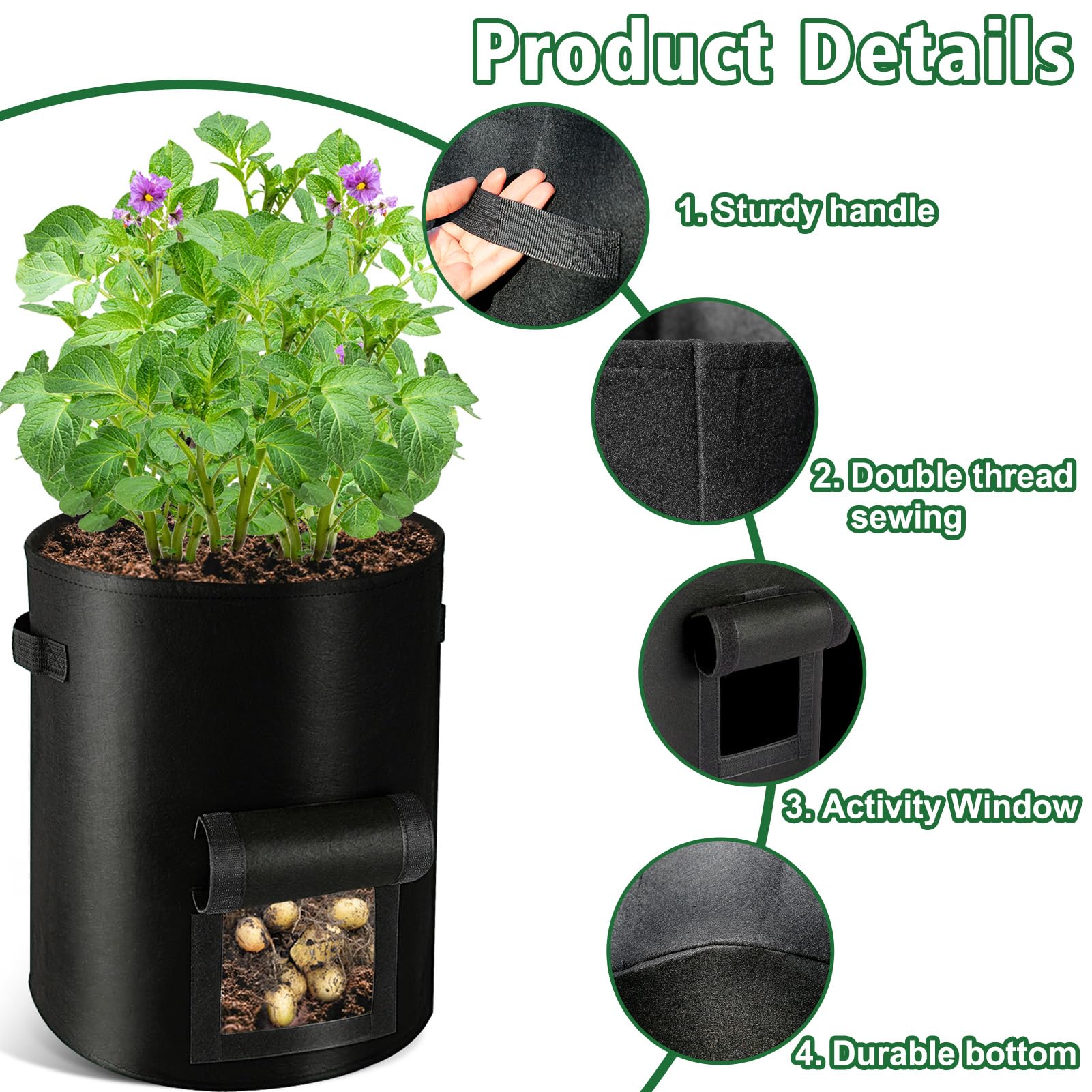 REMIAWY portable potato bag on a balcony, ideal for small-space gardening.