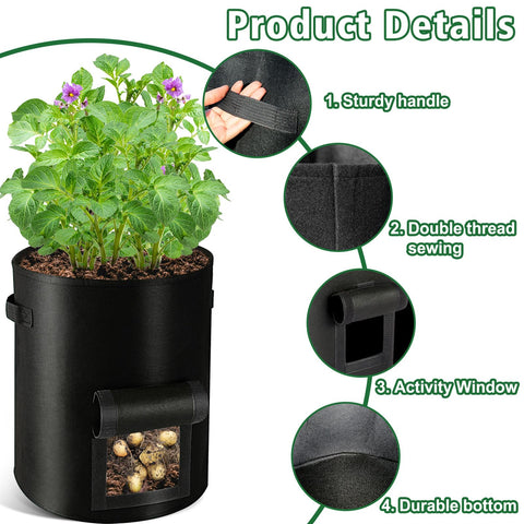 REMIAWY portable potato bag on a balcony, ideal for small-space gardening.