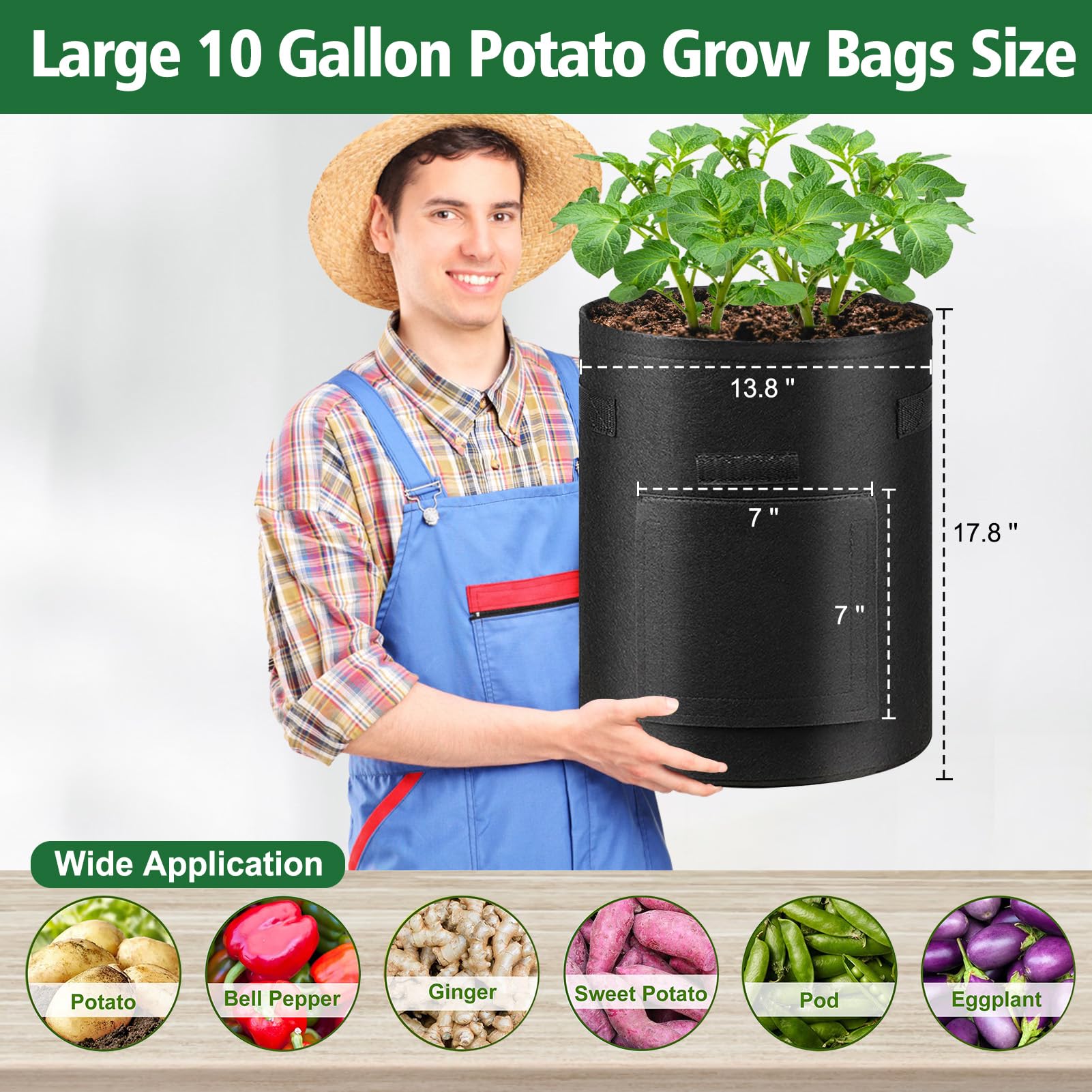 REMIAWY grow bag with reinforced handles for effortless movement and sun-shade adjustments.