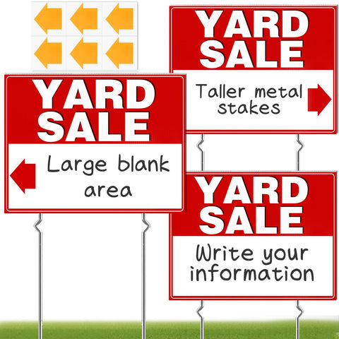 Remiawy yard sale sign 17x13 front view improves visibility and directs shoppers efficiently.