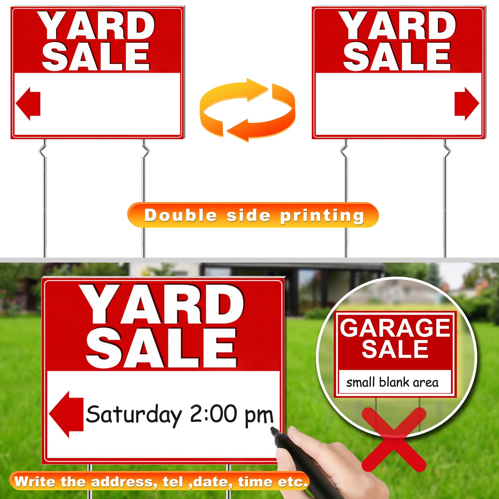 Remiawy yard sale sign durable corrugated plastic withstands sun and rain.