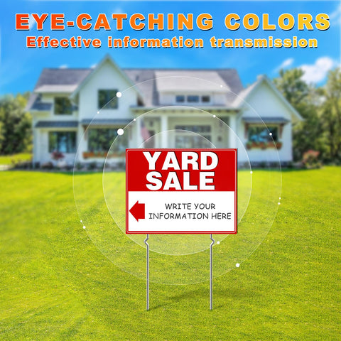 Remiawy yard sale stake attachment provides stable, weatherproof display in any yard.