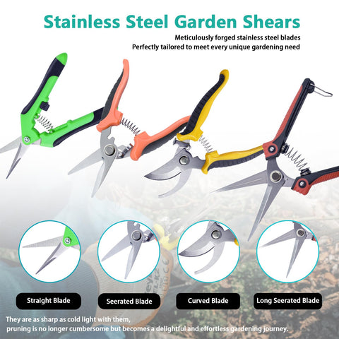 Renashed four-blade variety set for straight, curved, micro-tip, and serrated pruning