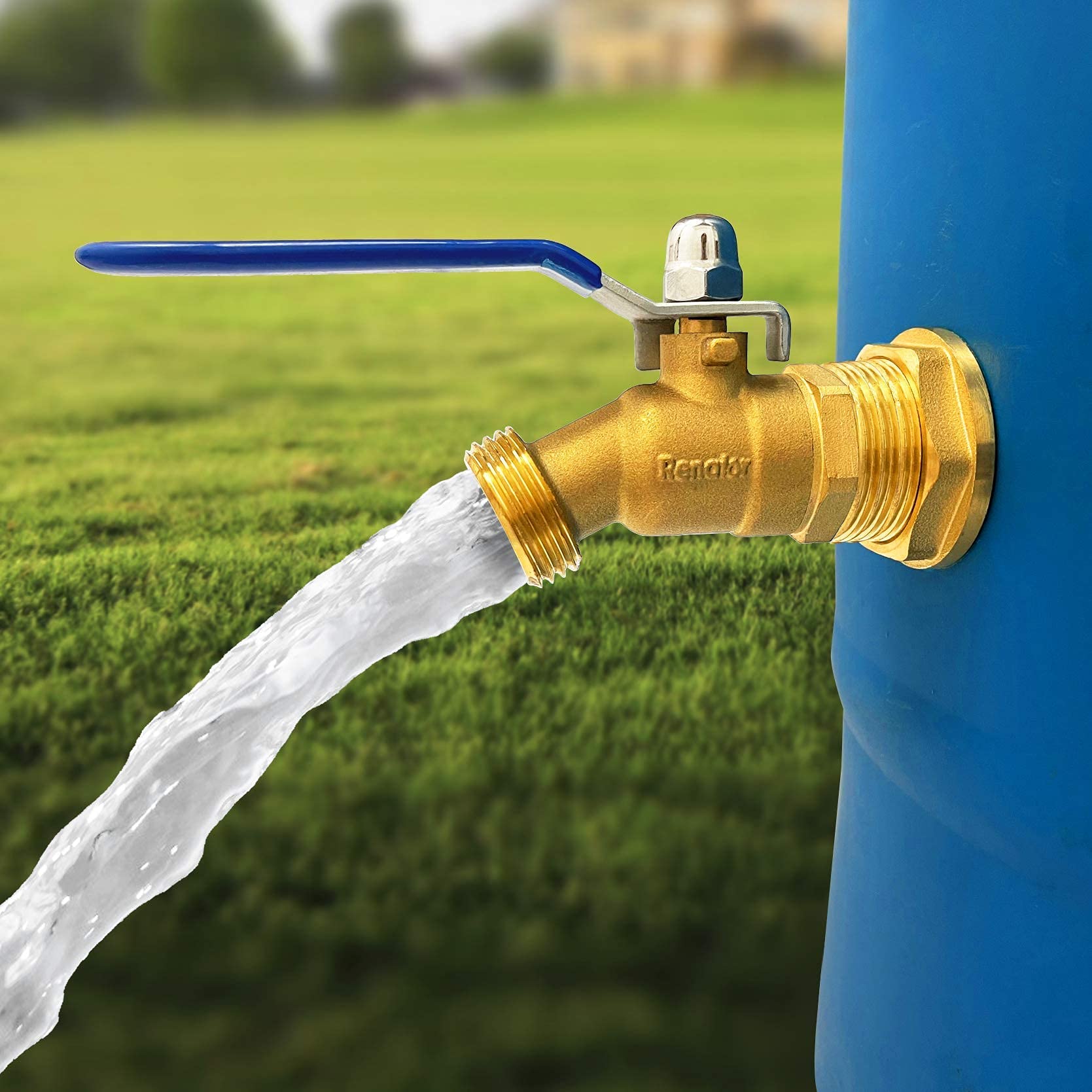 Renator included parts list emphasizes a complete kit for DIY rain barrel projects.