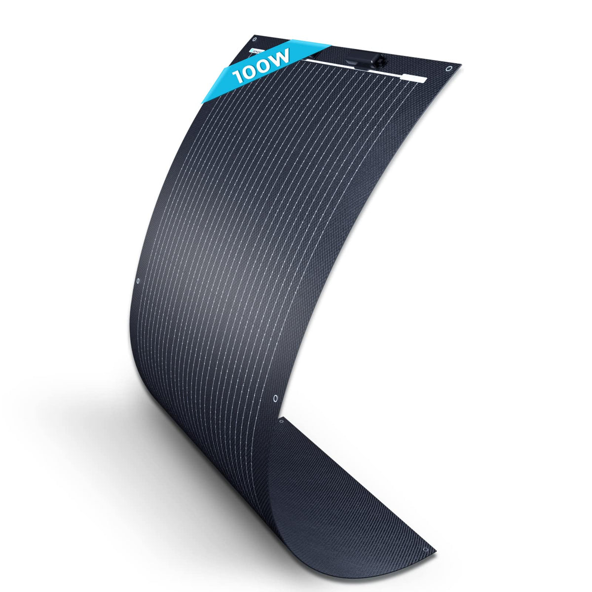 Renogy 100W flexible solar panel curves on curved roof for easy installation