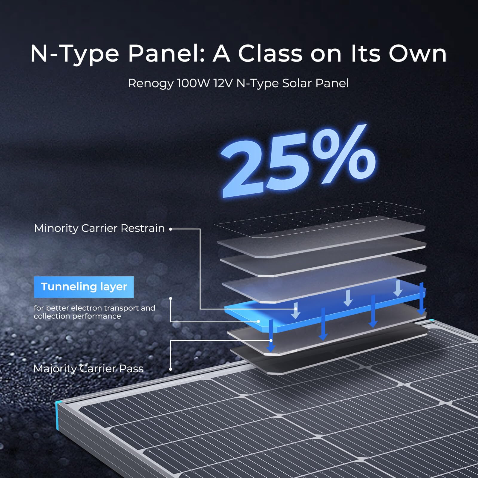 Renogy 100W N-Type panel side connection cables for quick off-grid setup.