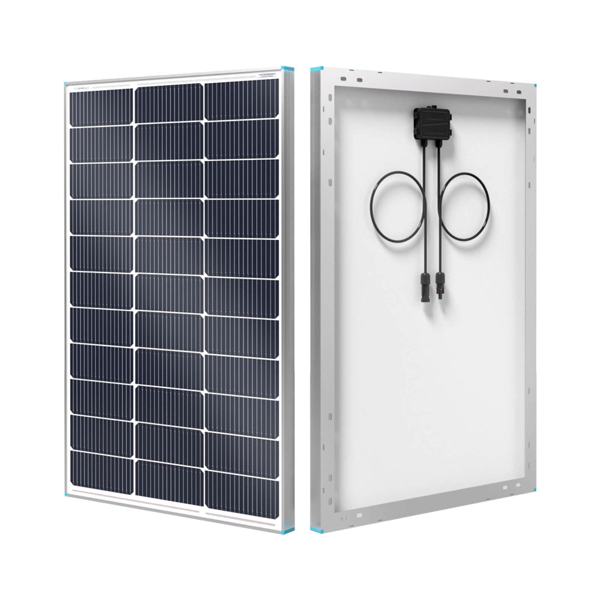 Renogy 100W solar panel front view for RV and rooftop installations.