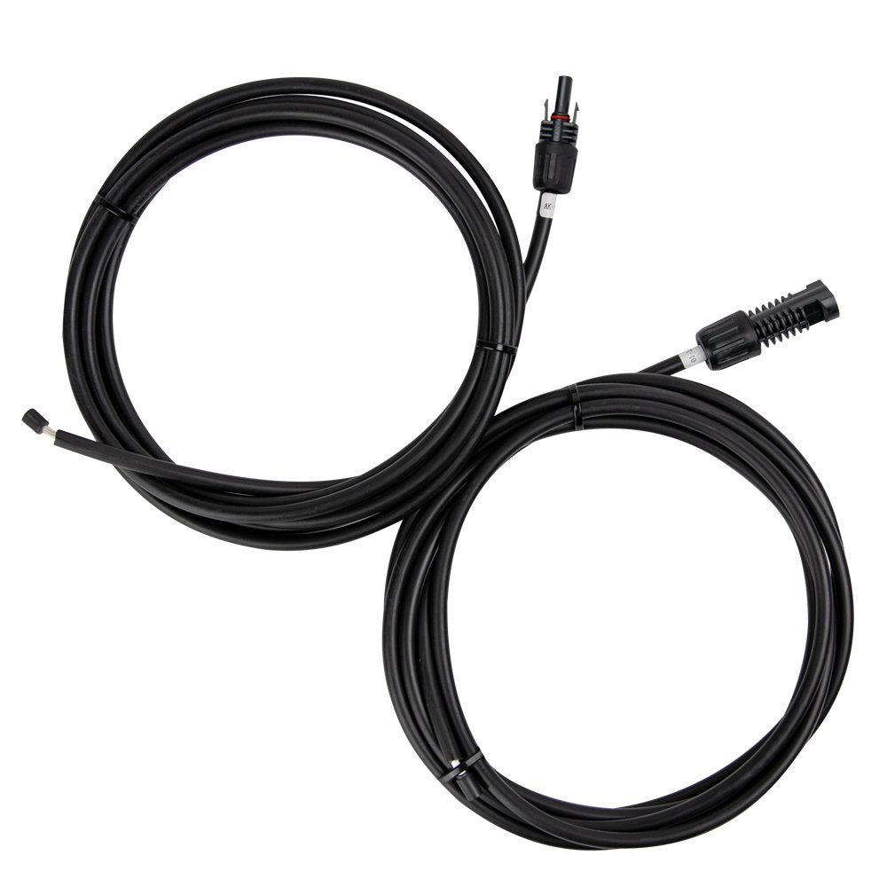 Renogy 10ft 10AWG adaptor wire with female and male connectors for easy panel-to-controller hookup.