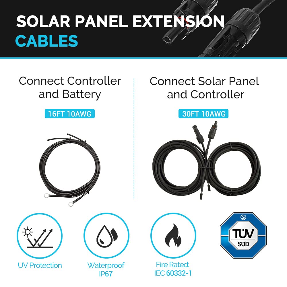 Renogy 16 ft 10 AWG tray cable for reliable panel-to-controller connections