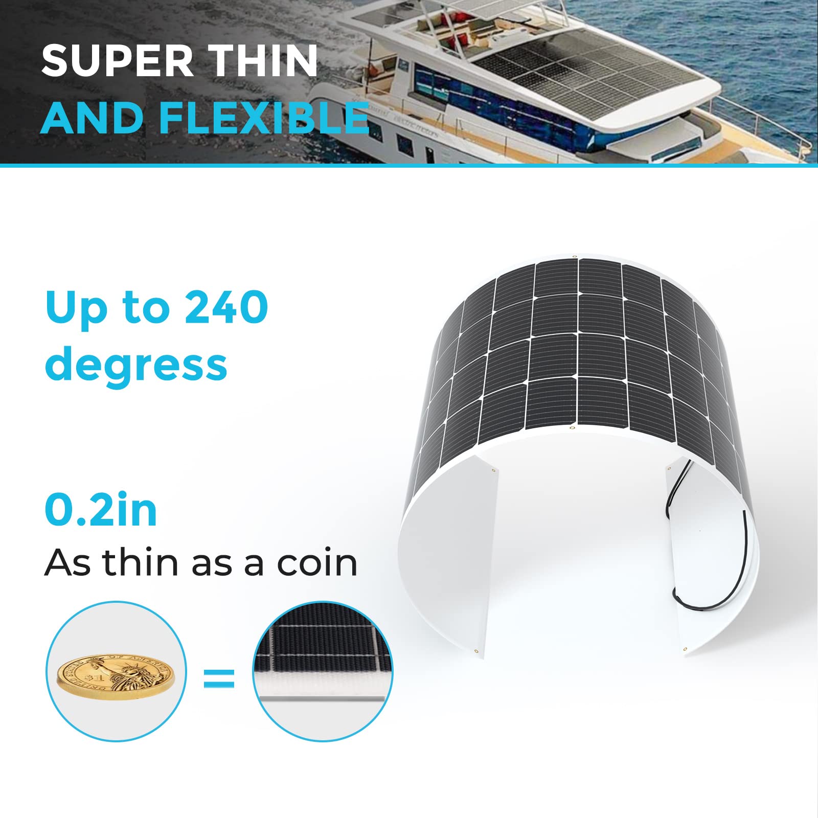 Renogy 200W flexible panel lightweight design enables easy transport and installation