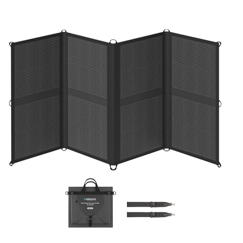 Renogy 200W foldable solar blanket in eight-fold design for compact camping power