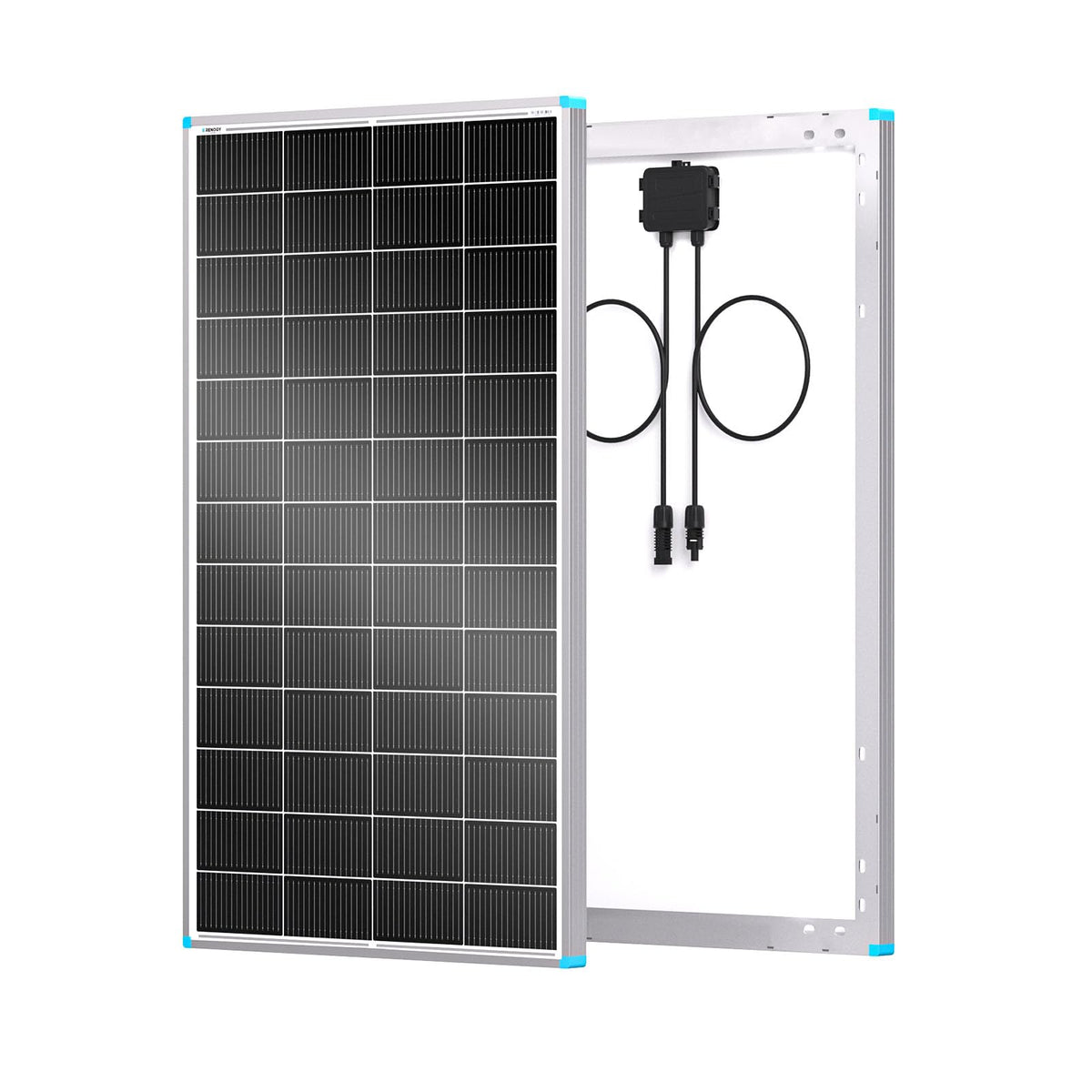 Renogy 200W panel front view shows a compact design ideal for limited RV rooftops.