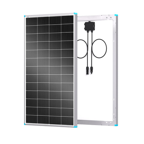 Renogy 200W panel front view shows a compact design ideal for limited RV rooftops.