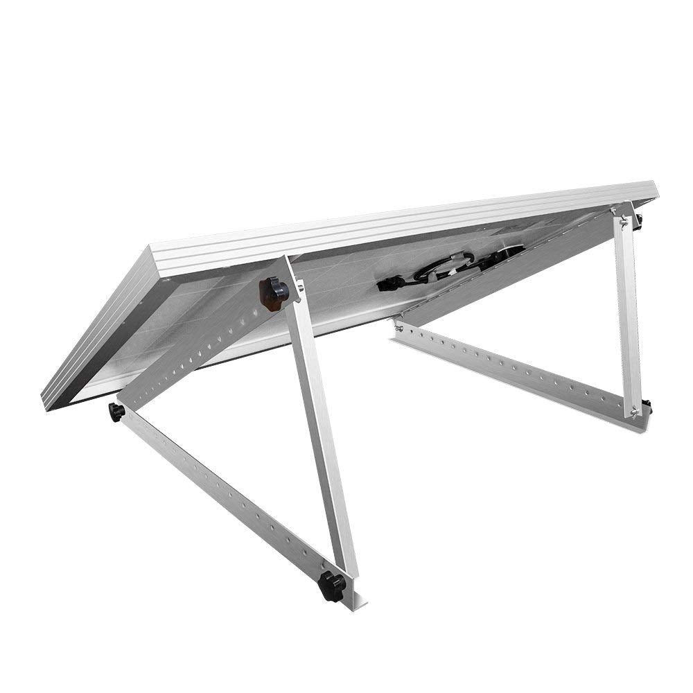 Renogy 28in mount brackets installed on a flat surface for RV roof mounting and off-grid use
