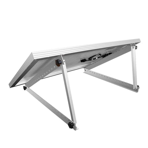 Renogy 28in mount brackets installed on a flat surface for RV roof mounting and off-grid use