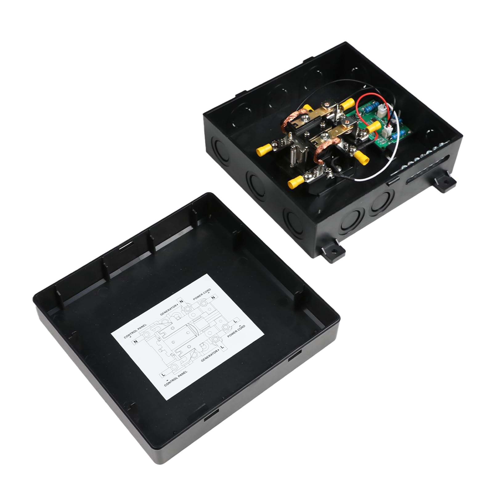 Renogy 30A transfer switch back panel; accessible terminals simplify wiring.