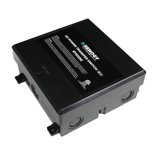 Renogy 30A transfer switch installation diagram; simple mounting assists secure RV setup.
