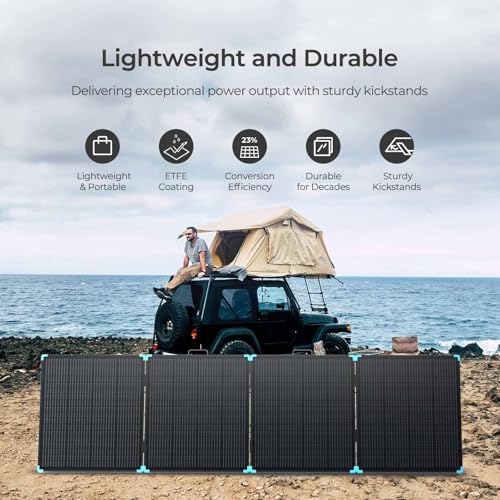 Renogy 400W foldable solar panel being set up in 60 seconds for off-grid power.