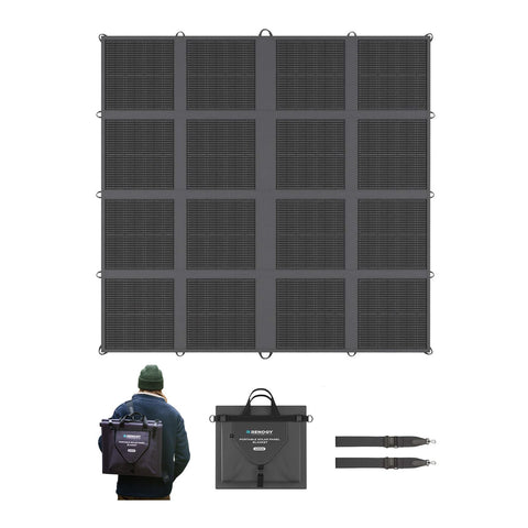 Renogy 400W solar blanket folded in 16-fold design for compact portability
