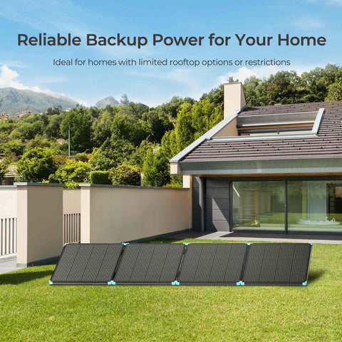 Renogy 400W panel with ETFE coating showing weather resistance in sun and rain.