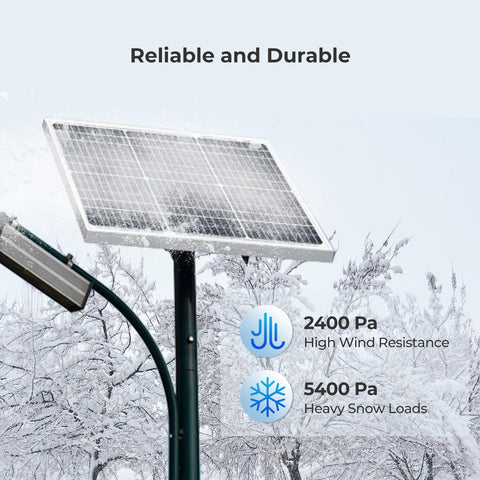 Renogy 50W mono panel frame detail showing corrosion-resistant aluminum construction.