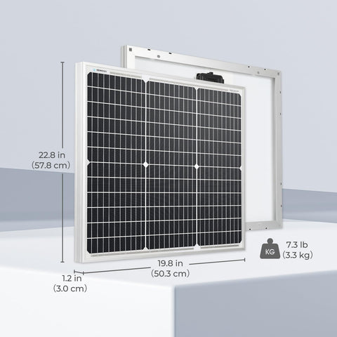 Renogy 50W mono panel in shade with bypass diodes maintaining power potential.
