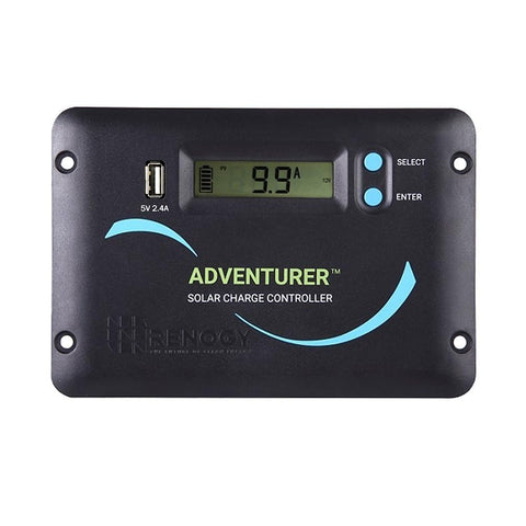 Renogy Adventurer-Li LCD display shows real-time charge status for quick monitoring.