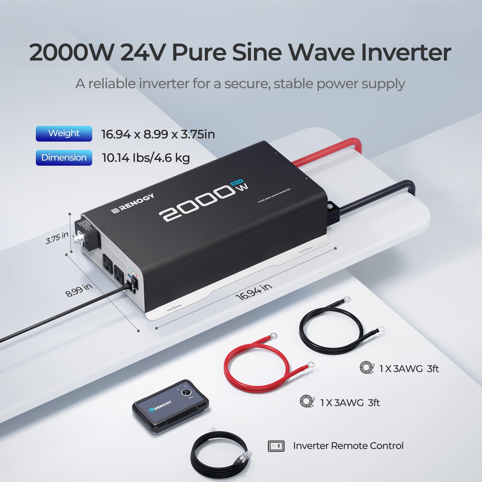 Renogy energy-efficient 92% inverter reduces energy waste in off-grid setups