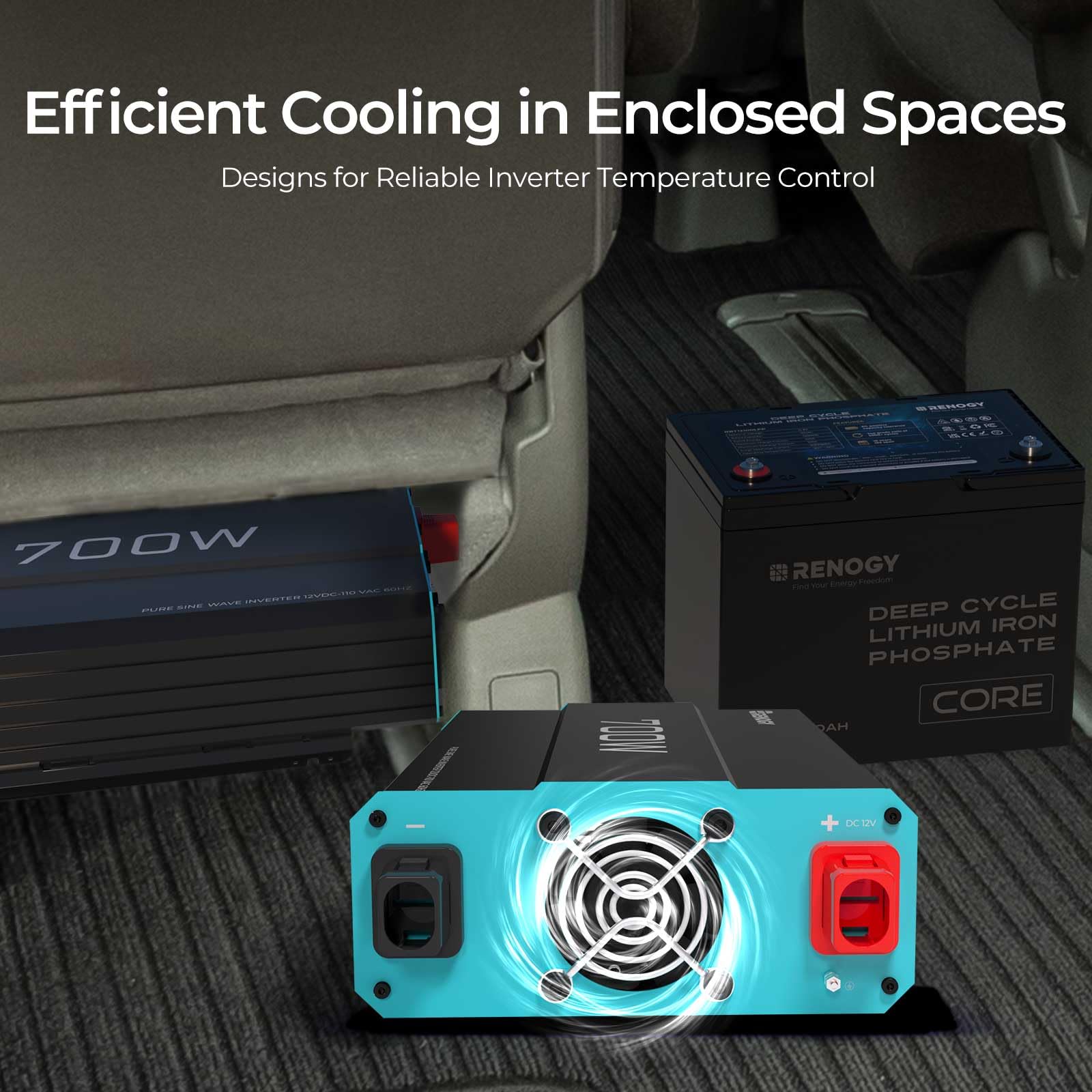 Renogy Inverter P2 converts 12V to 120V for off-grid devices