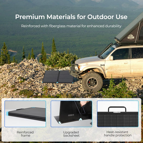 Renogy lightweight nineteen percent lighter panel for easy carry.