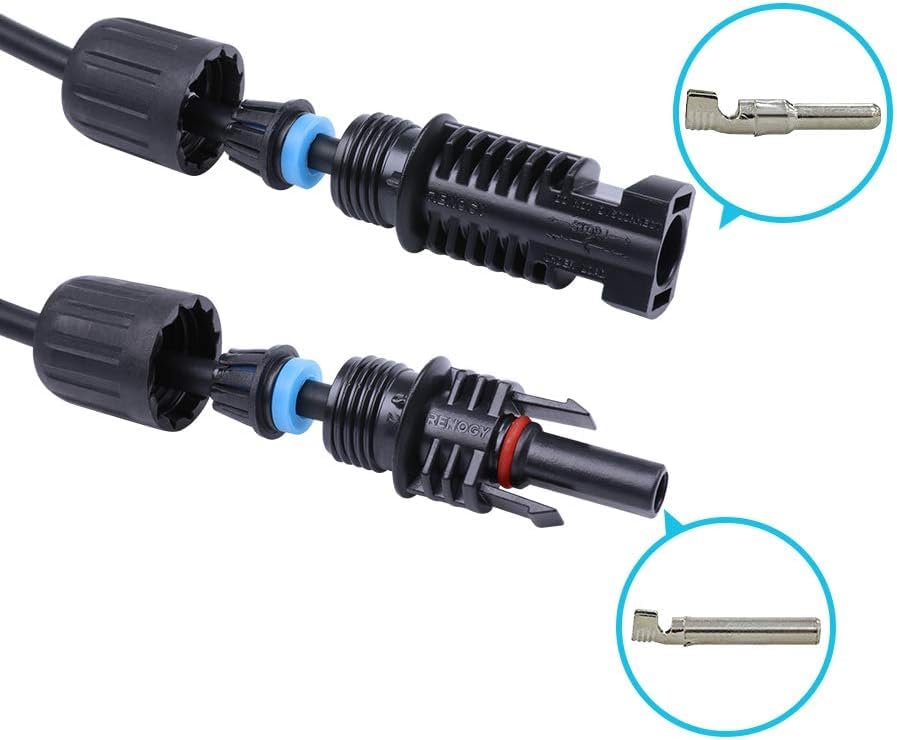 Renogy male-female connectors enabling greater space between panels and controller