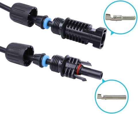 Renogy male-female connectors enabling greater space between panels and controller