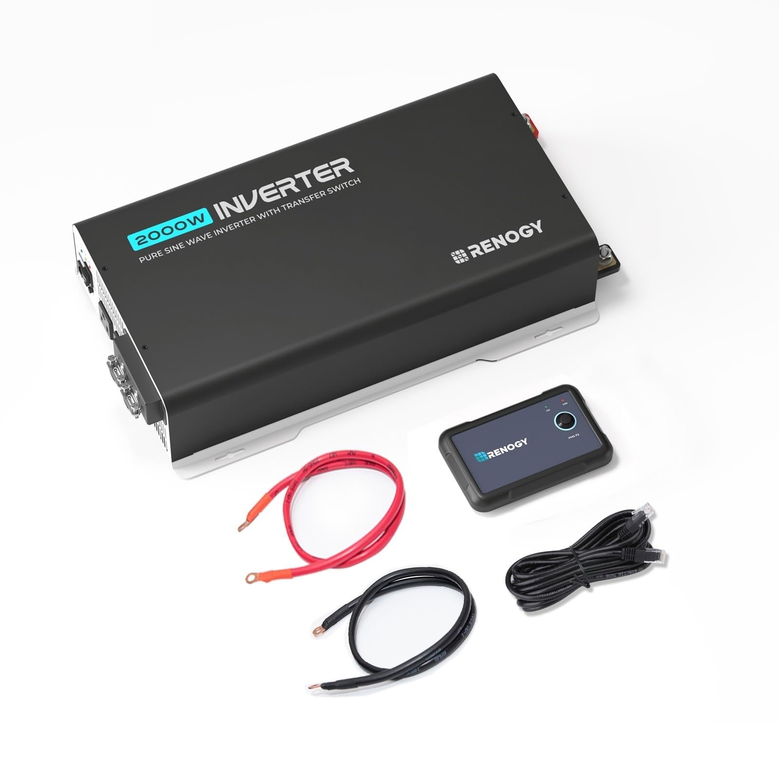 Renogy PUH 2000W front view, compact inverter for RV and camping.