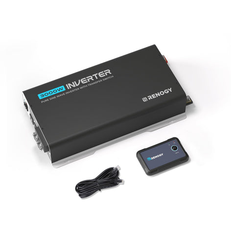 Renogy PUH 3000W inverter front view highlights compact, robust housing for off-grid reliability