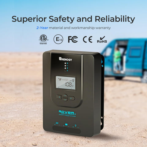 Renogy Rover 30A LCD logging provides 365-day performance data at a glance