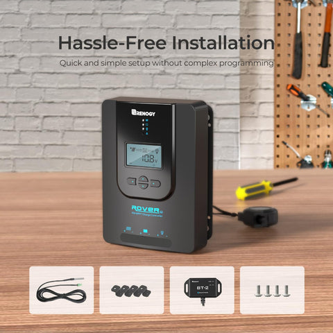 Renogy Rover 40A heat sink design emphasizes silent cooling for uninterrupted charging.
