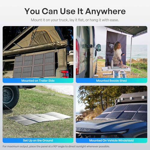 Renogy solar blanket installed across SUV windshield for shade and charging