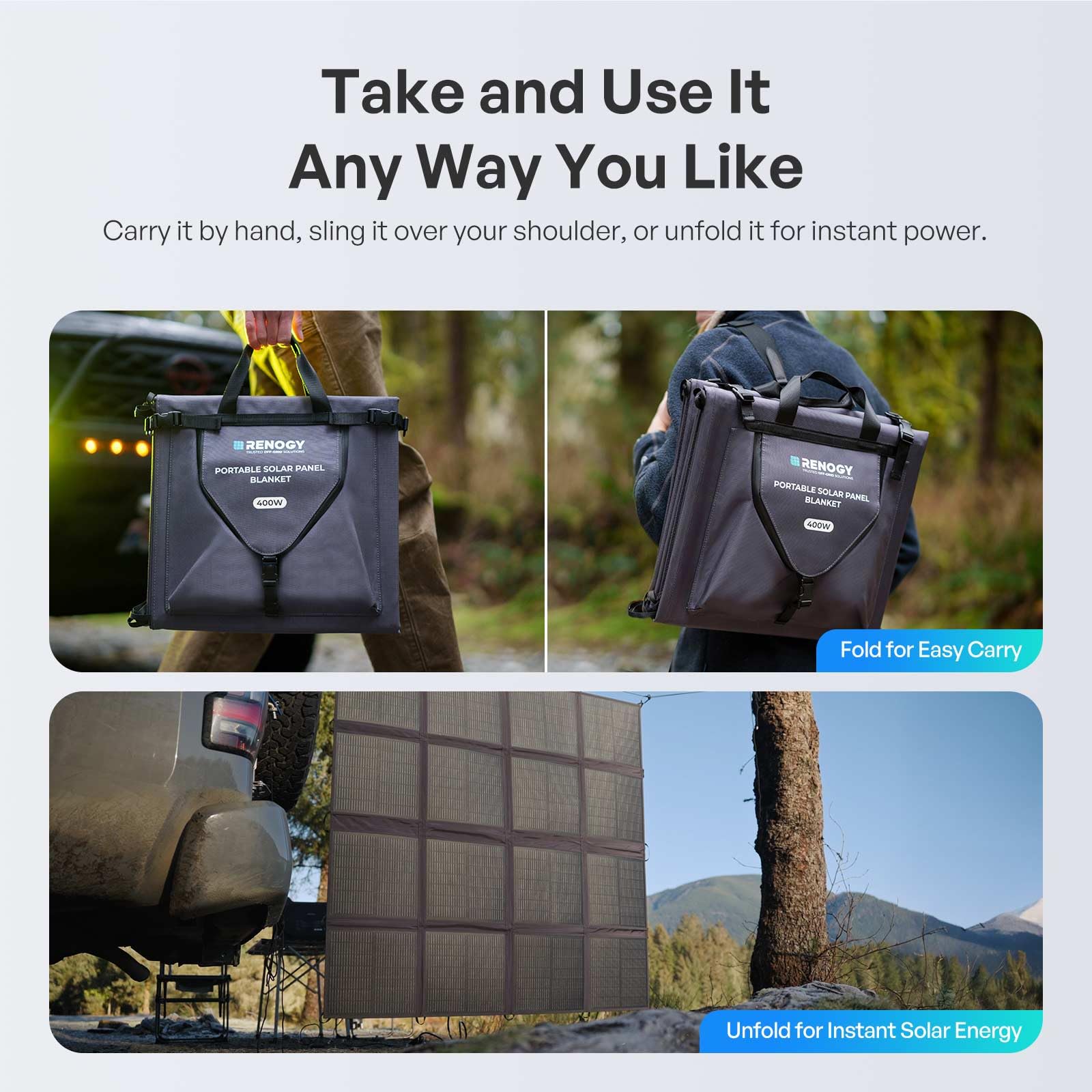 Renogy USB-C and USB-A ports power phones, tablets, and cameras