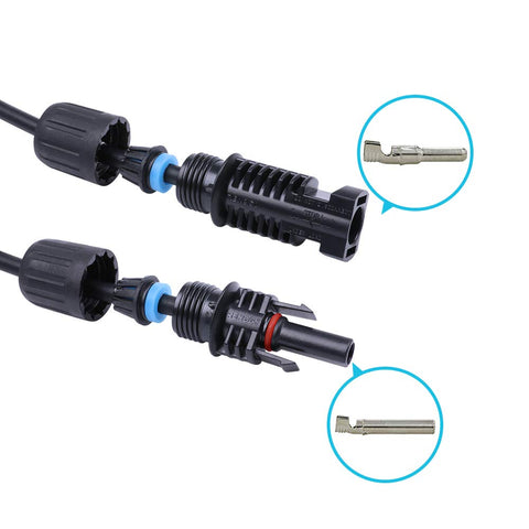 Renogy weatherproof extension cable keeps outdoor solar connections secure.