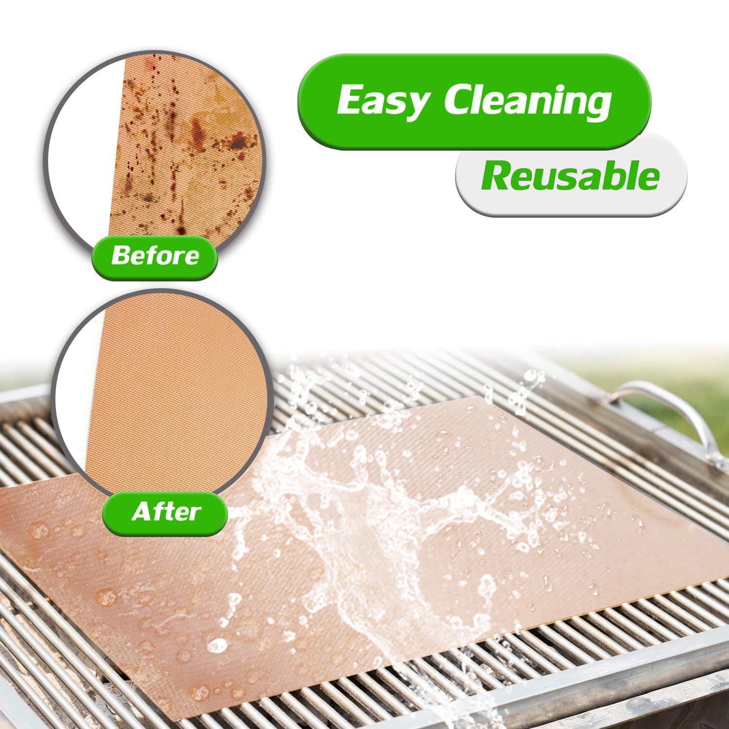 Renook copper grill mat cut-to-fit pan shows versatile sizing for any grill.