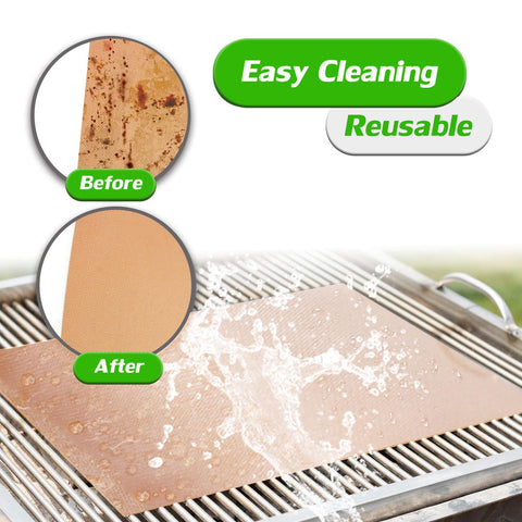Renook copper grill mat cut-to-fit pan shows versatile sizing for any grill.