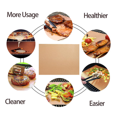 Renook copper grill mat dishwasher-safe design simplifies cleanup after grilling.