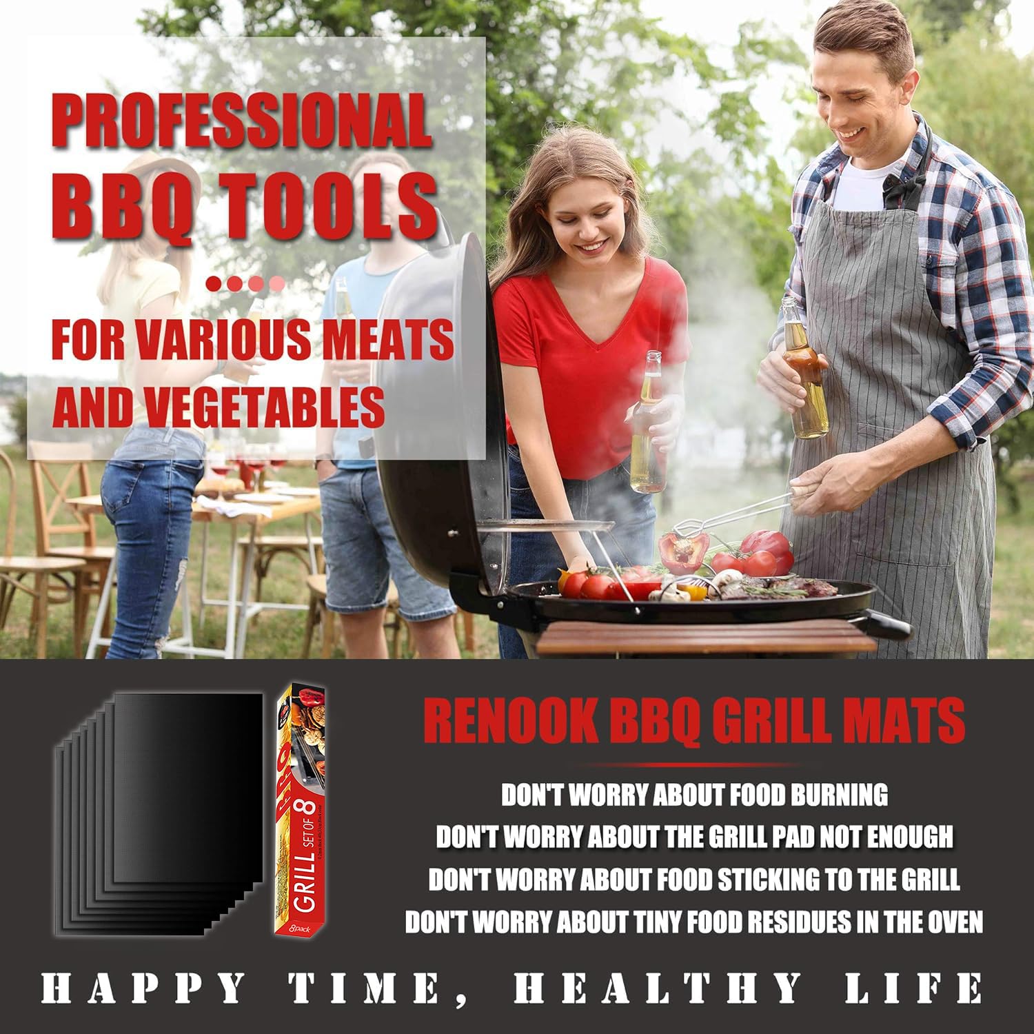 Renook grill mats close-up texture highlights non-stick surface for easy cleaning.