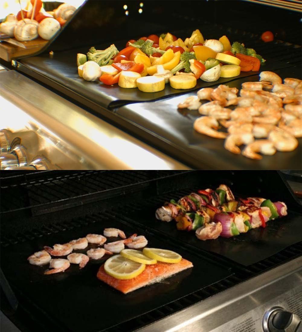 Renook grill mats heat-resistant layer protects grill while cooking.