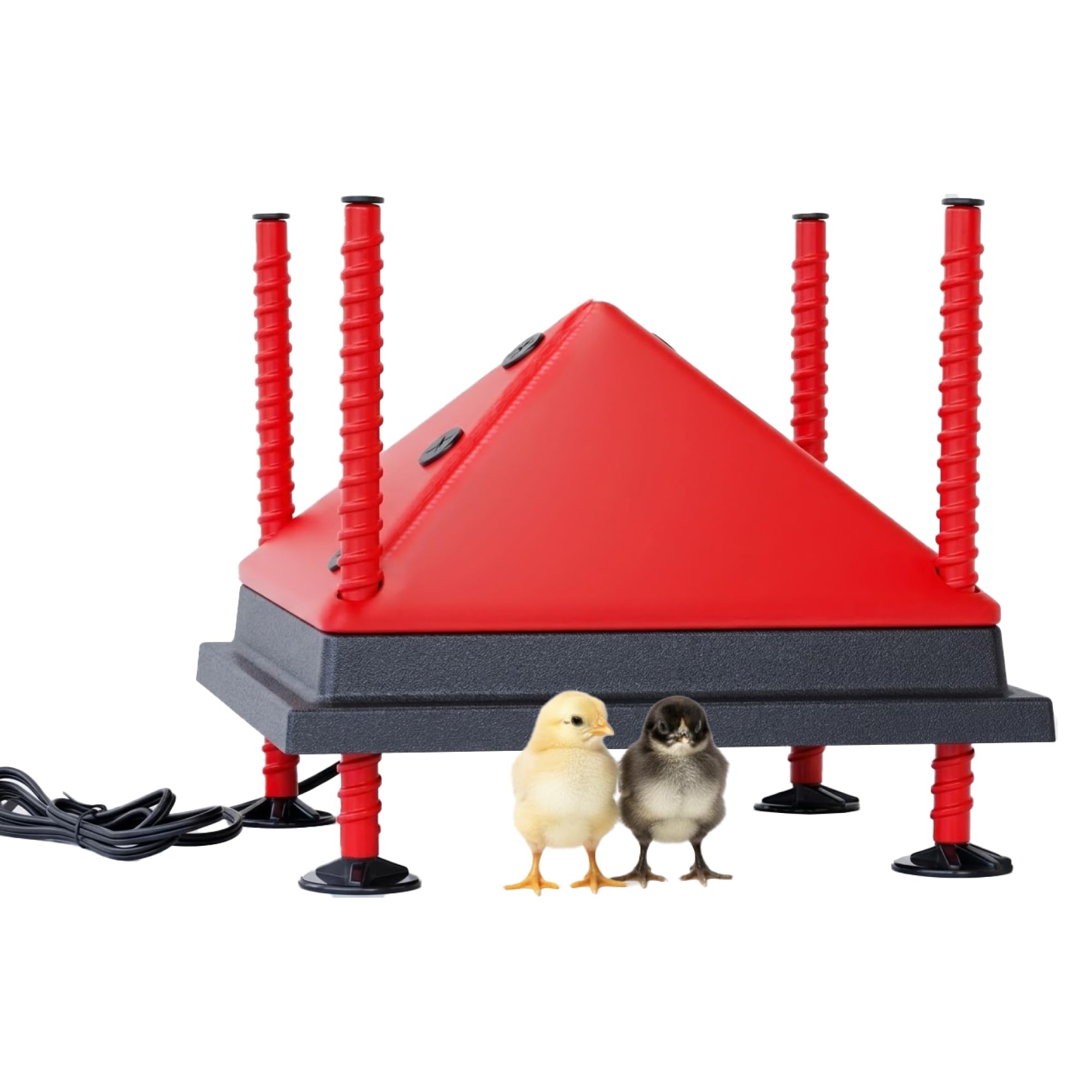 RentACoop 12x12 adjustable heating plate delivers even warmth for up to 20 chicks.